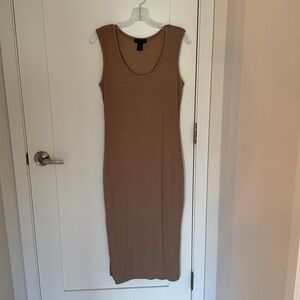 Rachel Zoe Tan Sleeveless Sheath Lined Midi Dress